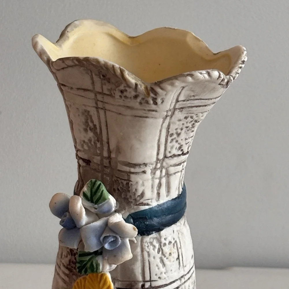 Painted Retro Ceramic Duck Swan Flower Vase Country Core 90s Art Cottagecore